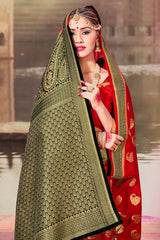 Red Banarasi Art Silk Woven Saree
