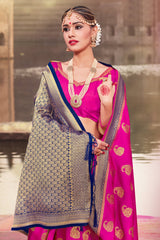 Pink Banarasi Art Silk Woven Saree