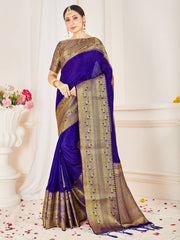 Purple Banarasi Art Silk Woven Saree