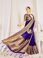 Purple Banarasi Art Silk Woven Saree
