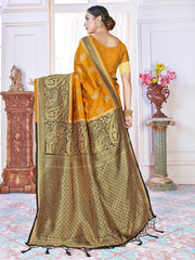 Mustard Banarasi Art Silk Woven Saree