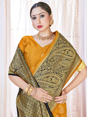 Mustard Banarasi Art Silk Woven Saree