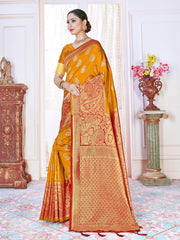 Orange Banarasi Art Silk Woven Saree
