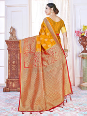Orange Banarasi Art Silk Woven Saree