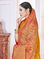 Orange Banarasi Art Silk Woven Saree