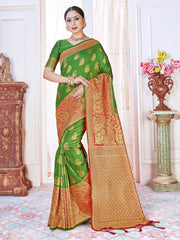 Green Banarasi Art Silk Woven Saree