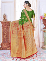 Green Banarasi Art Silk Woven Saree