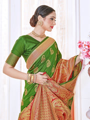 Green Banarasi Art Silk Woven Saree
