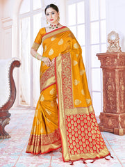 Mustard Banarasi Art Silk Woven Saree