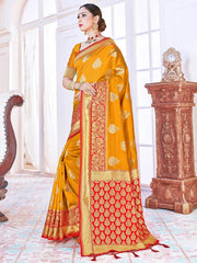 Mustard Banarasi Art Silk Woven Saree
