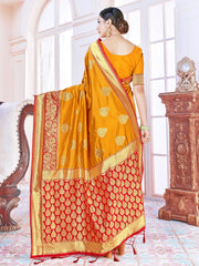Mustard Banarasi Art Silk Woven Saree