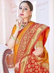 Mustard Banarasi Art Silk Woven Saree