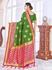 Green Banarasi Art Silk Woven Saree