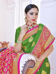 Green Banarasi Art Silk Woven Saree