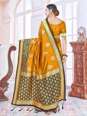 Mustard Banarasi Art Silk Woven Saree
