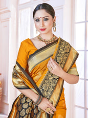 Mustard Banarasi Art Silk Woven Saree