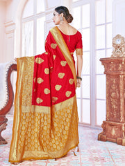 Red Banarasi Art Silk Woven Saree