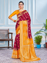 Maroon Banarasi Art Silk Woven Saree