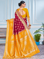 Maroon Banarasi Art Silk Woven Saree