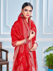 Red Cotton Silk Printed Saree