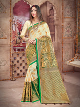 Off White Banarasi Art Silk Woven Saree