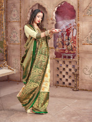 Off White Banarasi Art Silk Woven Saree