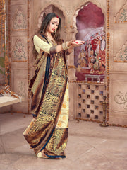 Off White Banarasi Art Silk Woven Saree