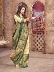 Off White Banarasi Art Silk Woven Saree