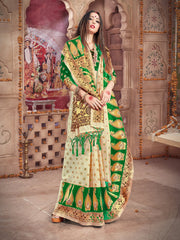 Off White Banarasi Art Silk Woven Saree