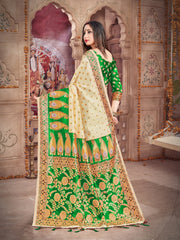 Off White Banarasi Art Silk Woven Saree