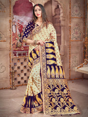 Off White Banarasi Art Silk Woven Saree