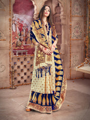 Off White Banarasi Art Silk Woven Saree