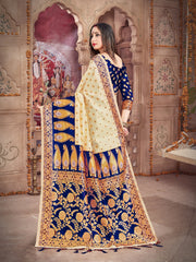 Off White Banarasi Art Silk Woven Saree