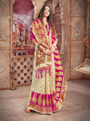 Off White Banarasi Art Silk Woven Saree