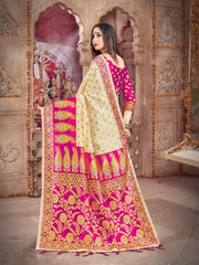 Off White Banarasi Art Silk Woven Saree