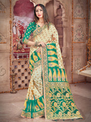 Off White Banarasi Art Silk Woven Saree