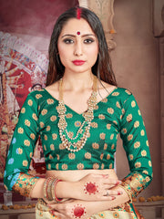 Off White Banarasi Art Silk Woven Saree