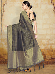 Black Organza Silk Woven Saree