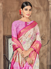 Beige Cotton Silk Woven Saree