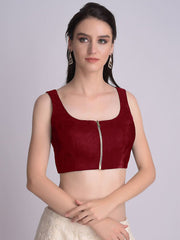 Chemisier uni à bretelles en velours rouge