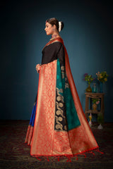 Sari tissé en soie d'art multi Banarasi