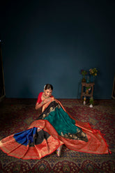 Sari tissé en soie d'art multi Banarasi