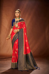Red Banarasi Art Silk Woven Saree