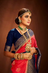 Sari tissé en soie d'art Banarasi rouge