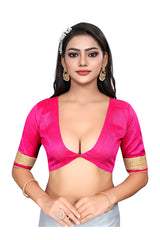 Sari brodé en georgette rose
