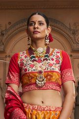 Sari tissé en coton et soie orange jaunâtre