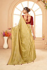 Saree imprimé bandhani en coton et soie cuivré