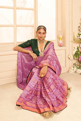 Tulip Pink Cotton Silk Bandhani Print Saree