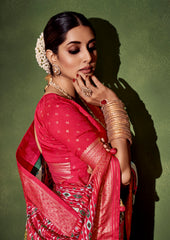 Sari en coton et soie gris à imprimé floral