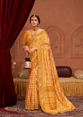Tahiti Gold Ikkat Polka Dot Saree-3902